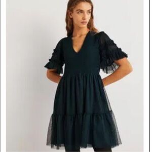 NWT Boden Tulle Smocked Mini Party Green Dress Size 8L